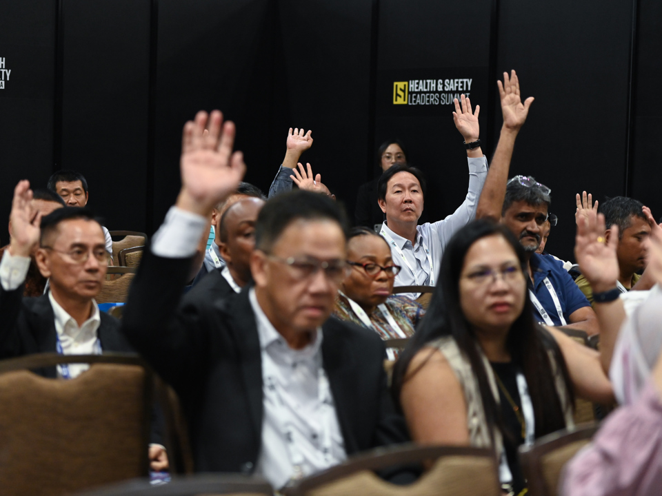 Crowd raising their hands during Health and Safety Event Asia, 2025