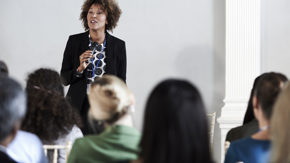 Woman presenting
