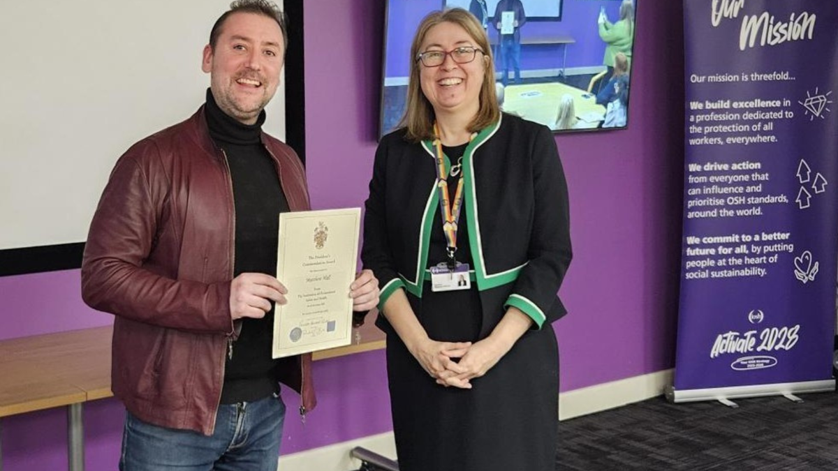 Matt Hall receiving his President’s Commendation Award