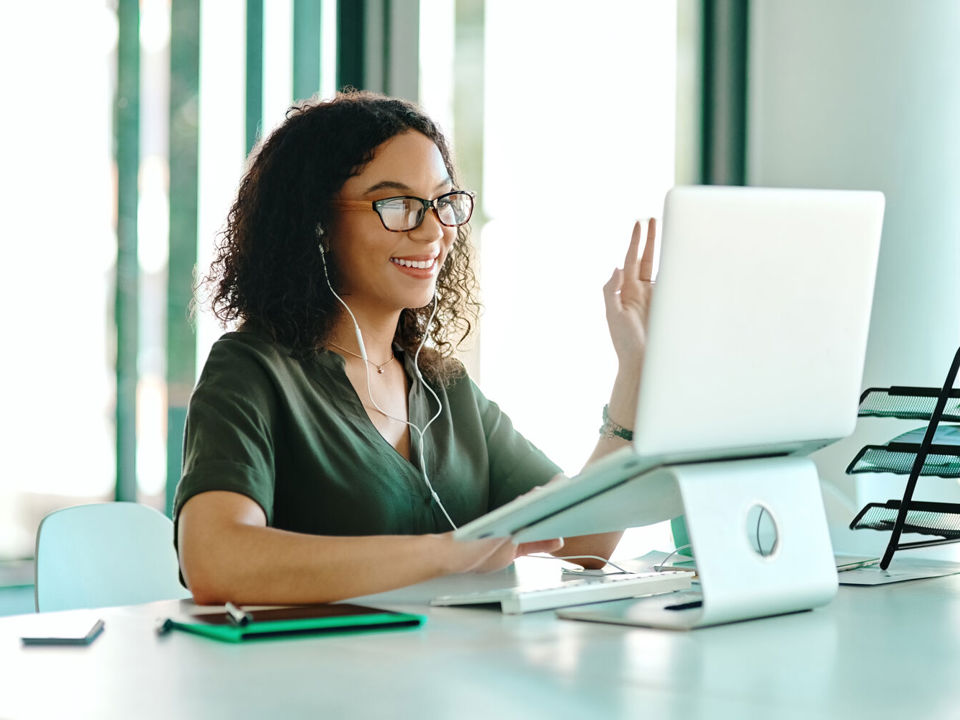 Woman working at laptop