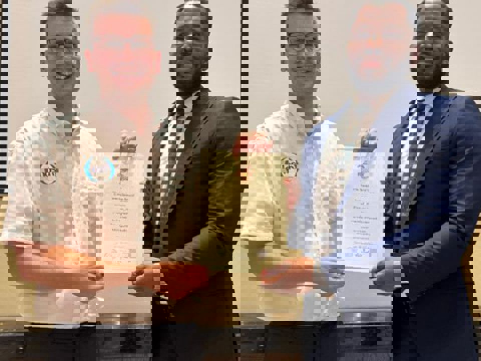 Frank Agwe recieves his President’s Commendation Award