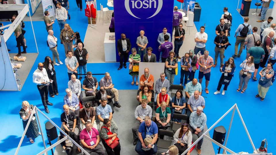 Crowd at IOSH mini theatre during SHW Live London conference in 2025