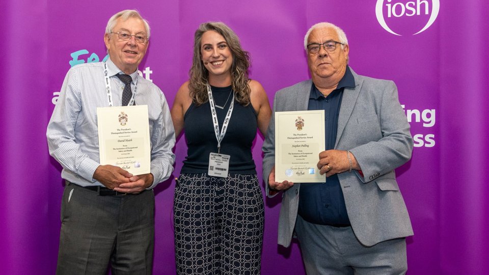 David Heath and Stephen Pulling receive President’s Distinguished Service Awards from Kelly Nicol
